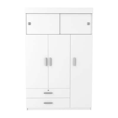 20.2" Modern Storage Armoire with Hanging Rod, Two Spacious Drawers and Four Interior Shelves