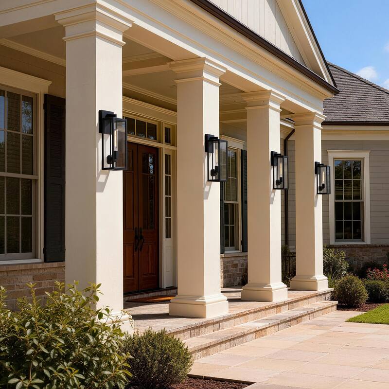 4 Pack Black Outdoor Lighting Wall Sconce with Clear Glass