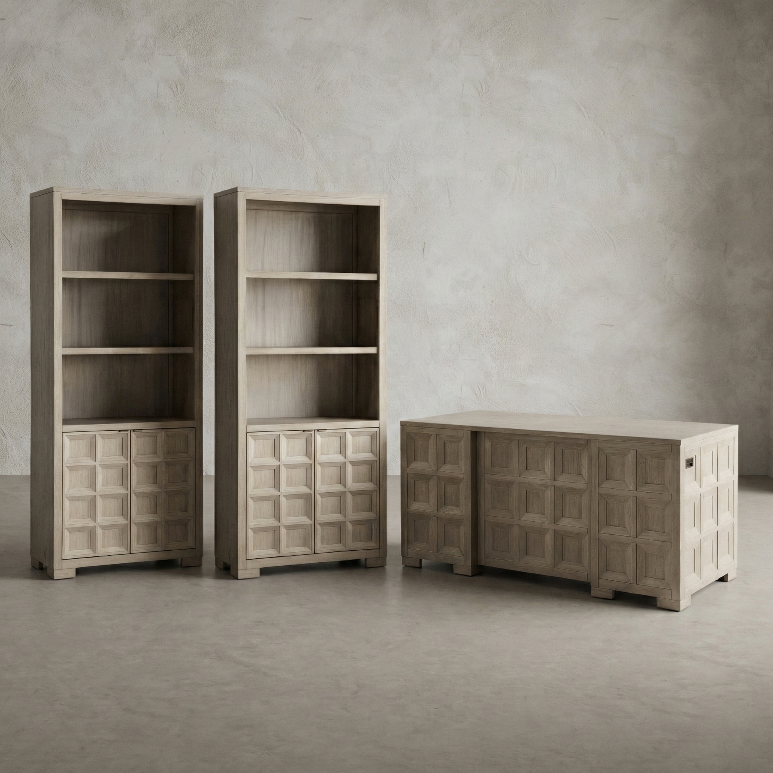 Furniture of America Durem Modern Tawny Brown Executive Desk with 2 Bookcases Set