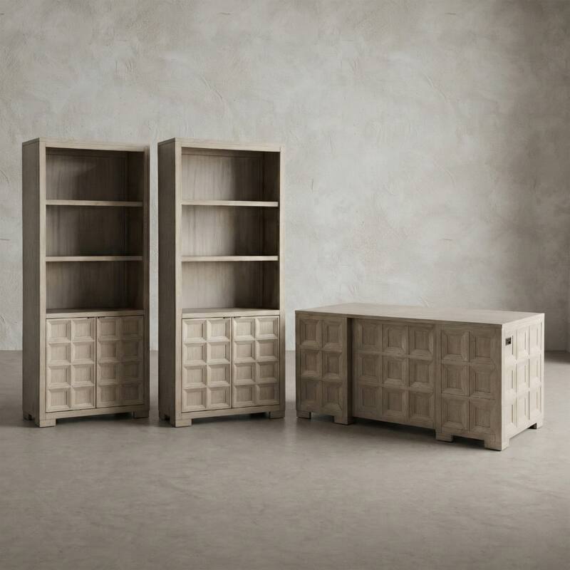 Furniture of America Durem Modern Tawny Brown Executive Desk with 2 Bookcases Set - Tawny Brown