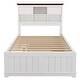 preview thumbnail 7 of 11, Full Solid Pine Captain Bookcase Bed with Trundle Bed and 3 Spacious Under Bed Drawers in Casual, White+Walnut