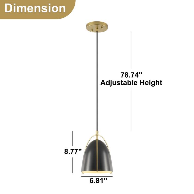 Starsky 1-Light Single Bell/Dome Pendant - Black&Gold