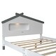 preview thumbnail 40 of 59, Full Size Wooden Platform Bed Kids Bed with House-shaped Headboard & Motion Activated Night Lights, No Box Spring Needed