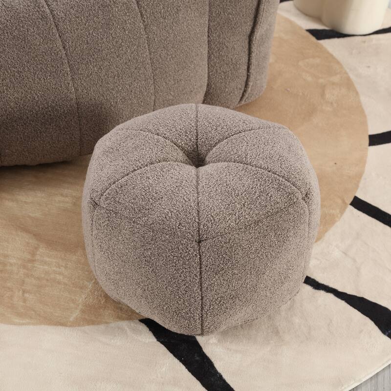 Modern Chenille Bean Bag Chair with Ottoman, Set of 1
