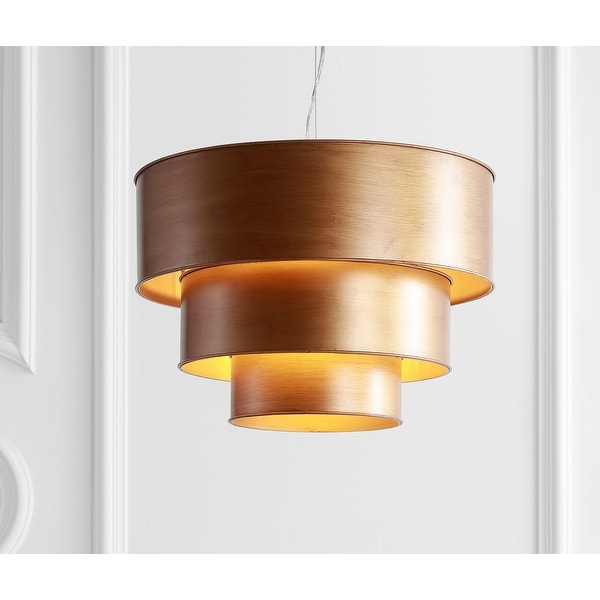 Lynn 21" 3-Tier Metal LED Pendant, Gold by JONATHAN Y. Opens flyout.