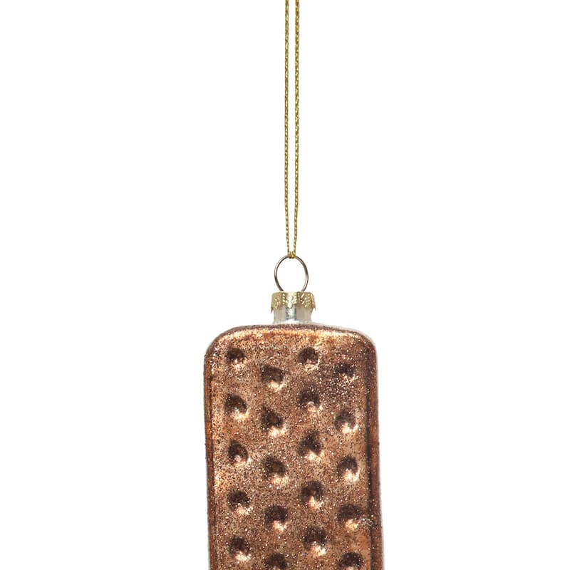 Hand-Painted Glass Ice Cream Sandwich Ornament with Glitter