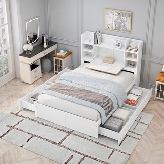 Multi-functional Full Size Bed Frame with Storage Drawers - Bed Bath ...