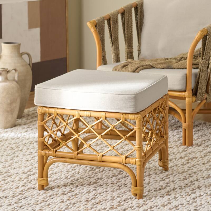 SAFAVIEH Couture Cherilynn Rattan Pole Ottoman