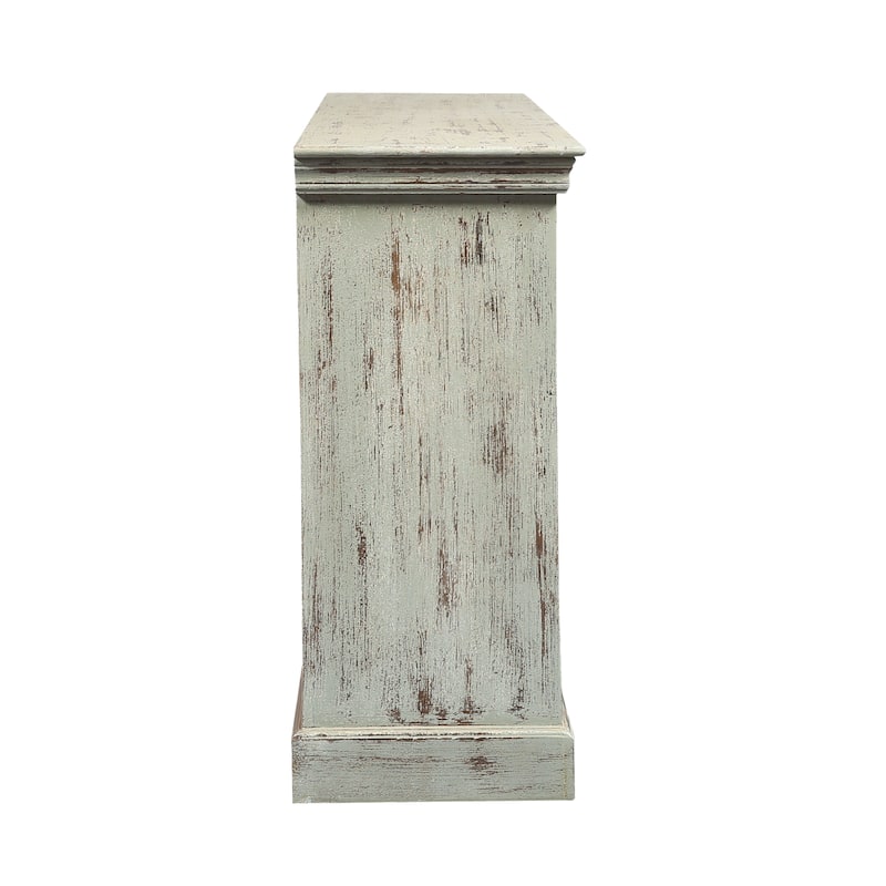 71" Distressed Cream 4 Door Solid Wood Media Credenza_Sideboard