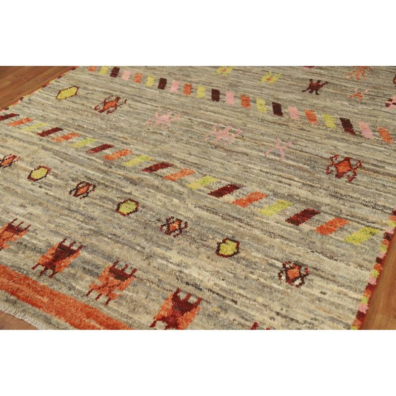 Moroccan Oriental Area Rug Hand-Knotted Tribal Multi-Color Wool Carpet - 6'9" x 9'6"