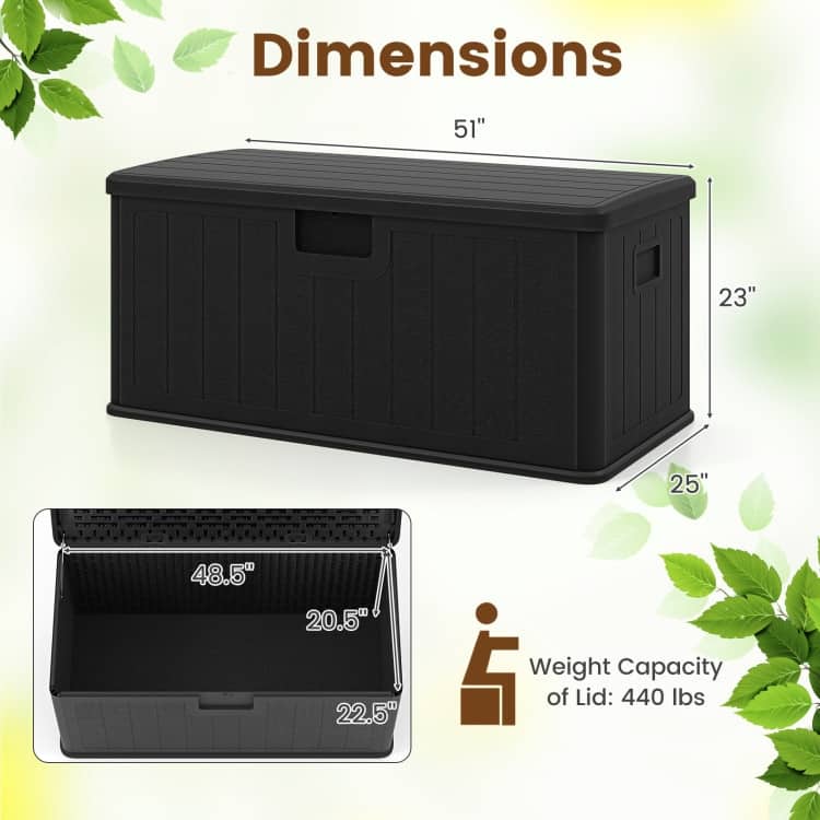 HDPE Outdoor Storage Deck Box with Aluminum Lid and Bench Top - 51" x 25" x 23"