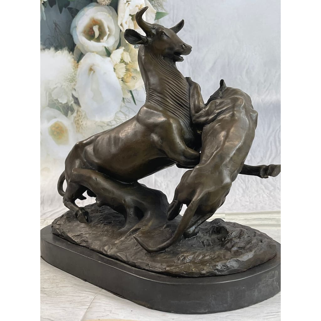 100 Percent Solid Bronze Signed French Animal Cheetah Gazelle Sculpture Figurine