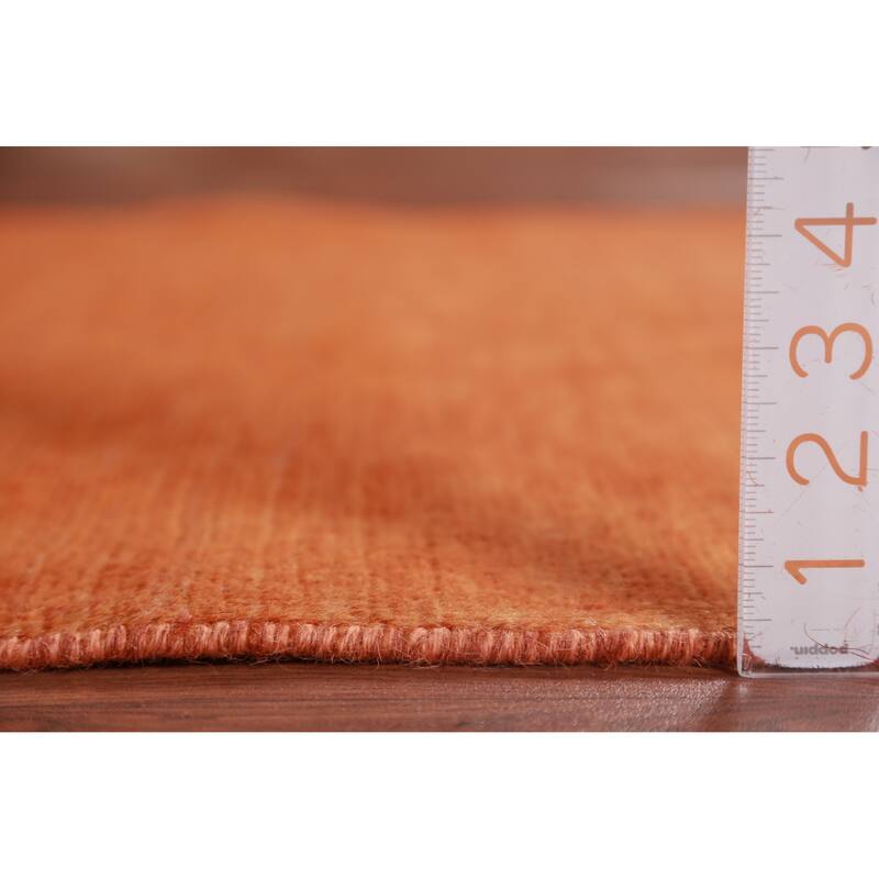 Orange Modern Gabbeh Oriental Rug Hand-Knotted Wool Carpet - 3'1" x 4'10"