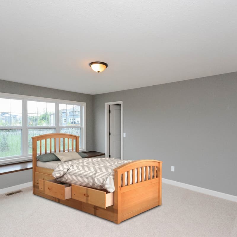 Storage twin frame Oak shelf bed Solid Wood drawers in bed