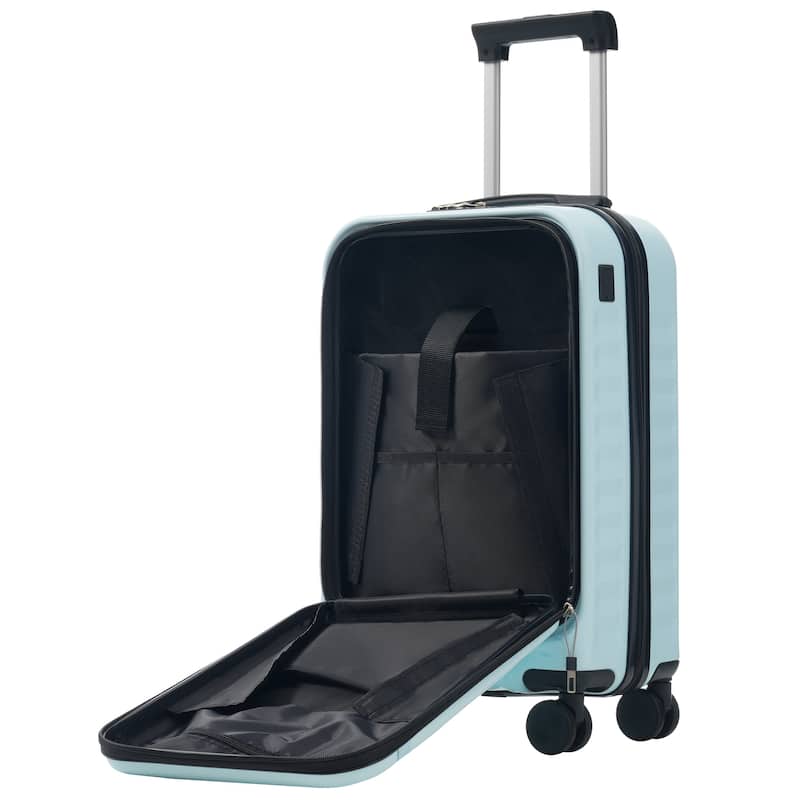 Front Opening Luggage Set 3 Piece,USB Port, Expandable Luggage with Handle Bag Spinner Wheels TSA Lock