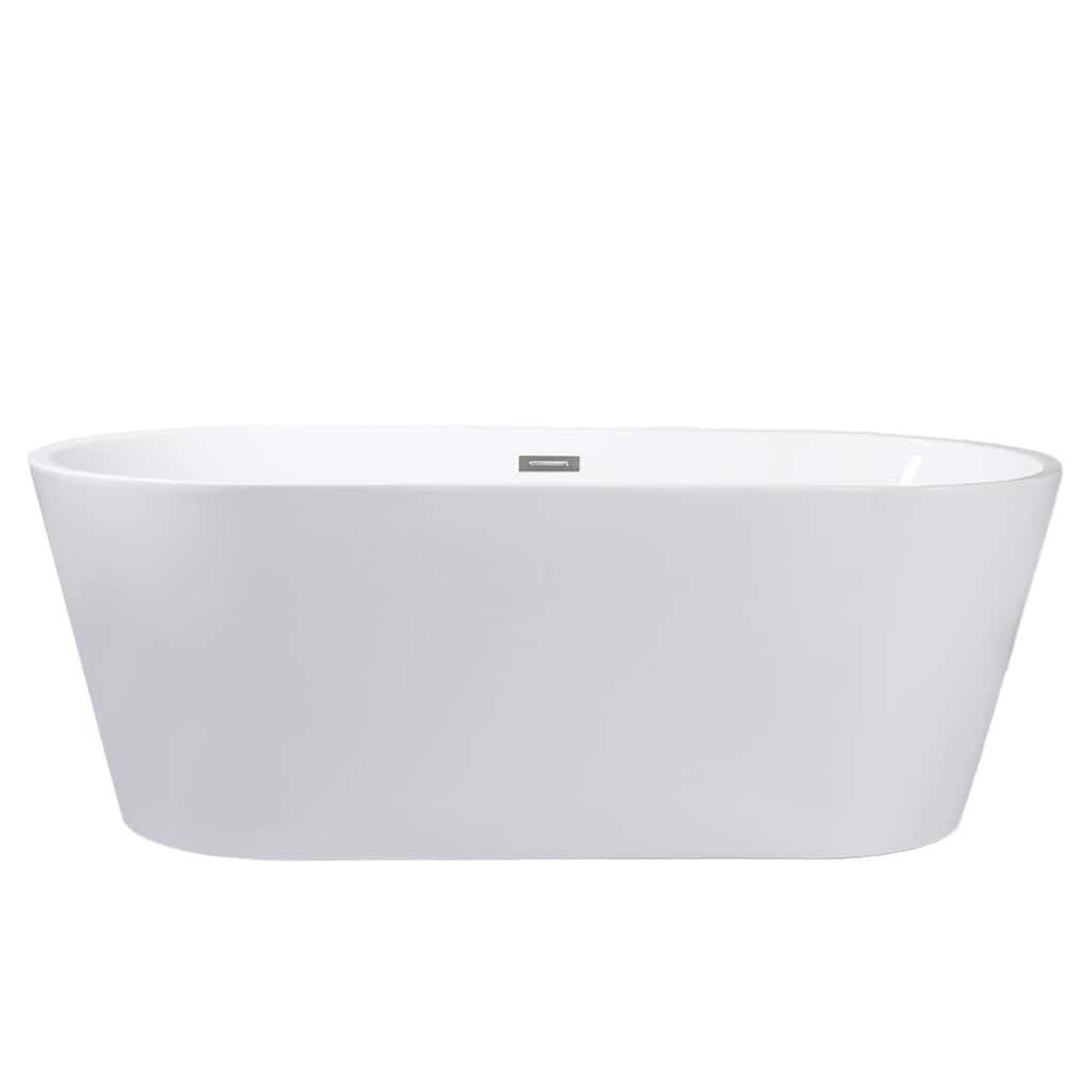 Melina 59 in. Freestanding Acrylic Flatbottom Soaking Bathtub in White