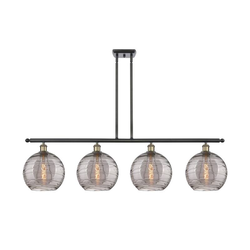 Innovations Lighting 516-4I 12 48 Athens Deco Swirl Chandelier Athens - Black Antique Brass / Light Smoke Deco Swirl