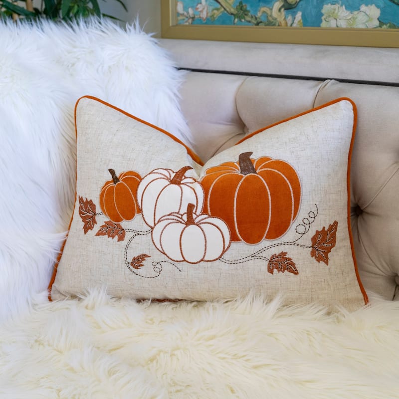 Pumpkin Leaf Floral 14"x 20" Throw Pillow with Insert