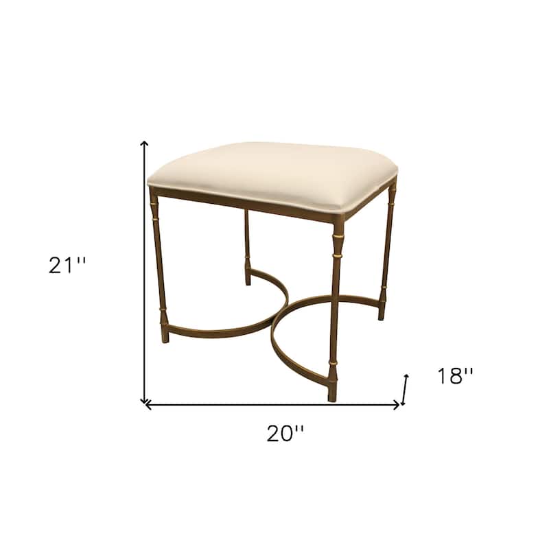 HomeRoots 21" Ivory And Brass Iron Backless Bar Chair