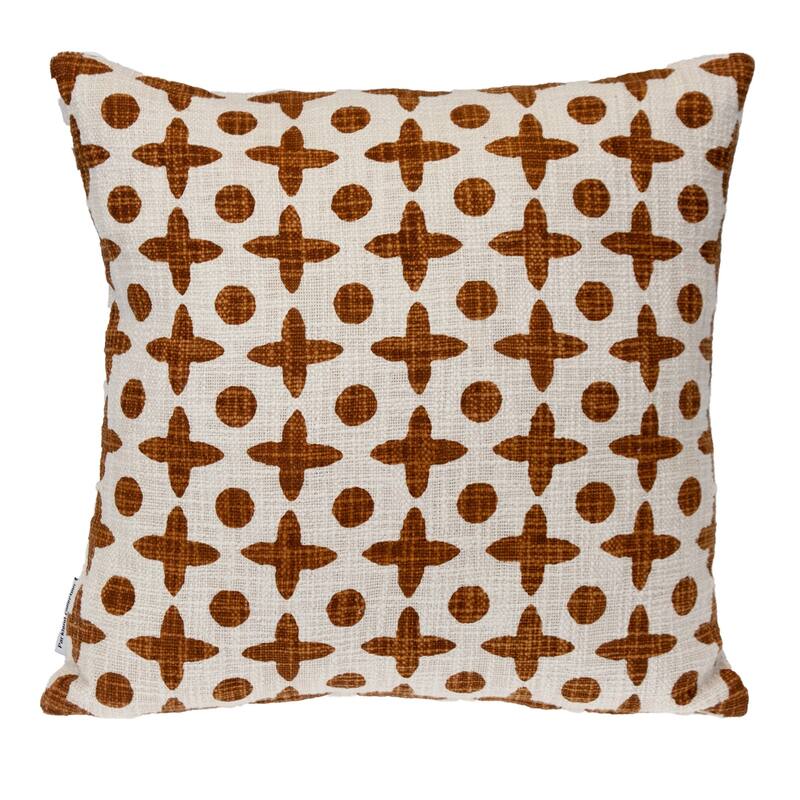 Abstract Print Cotton Throw Pillow - 18" - Brown and Beige