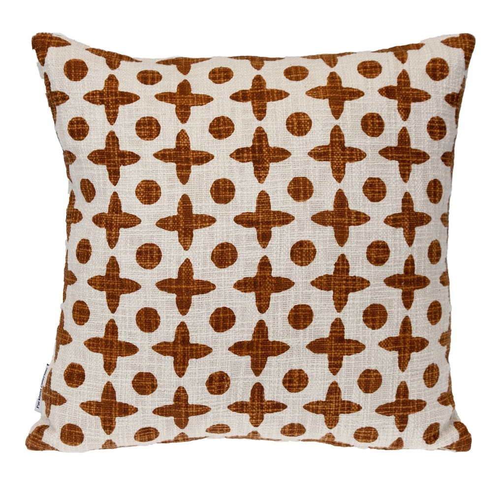 Abstract Print Cotton Throw Pillow - 18" - Brown and Beige