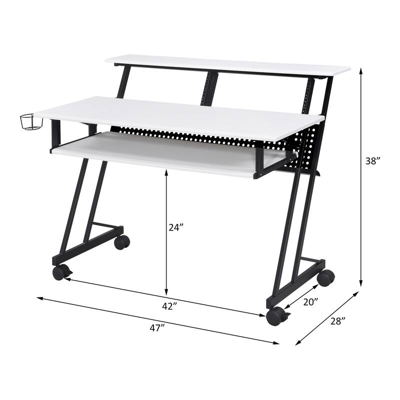 Suitor White & Black Finish Music Recording Studio Desk