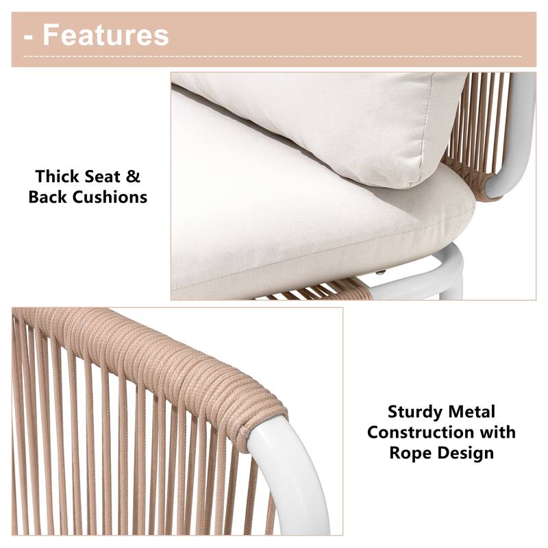 Outdoor Loveseat Composed of Two Chairs, Customizable Set by Combining Multiple Chairs - Combined by 2 corner chairs