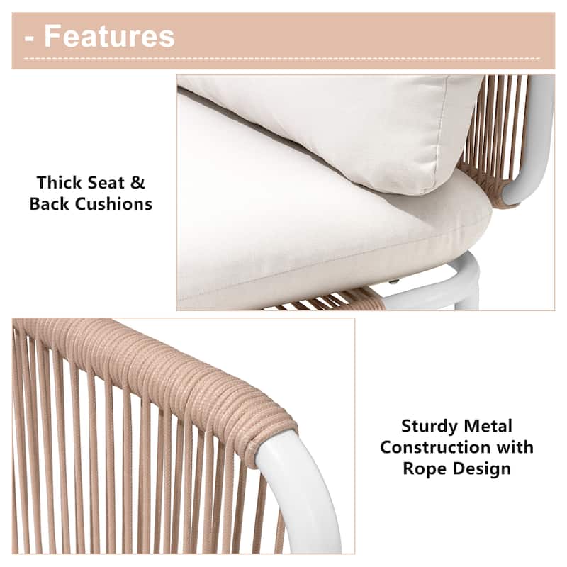 Outdoor Patio Cushioned 6-seater Conversation Sectional Sofa Set - Combined by 6 chairs