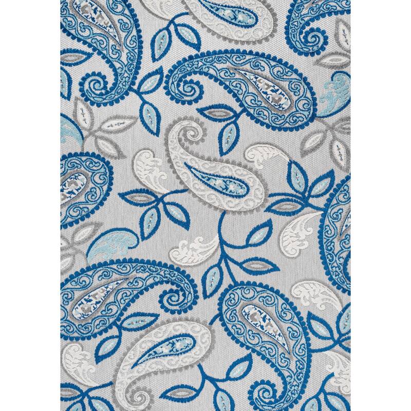 JONATHAN Y Gordes Paisley High-Low Indoor/Outdoor Area Rug - 5 X 8 - Blue/Light Gray