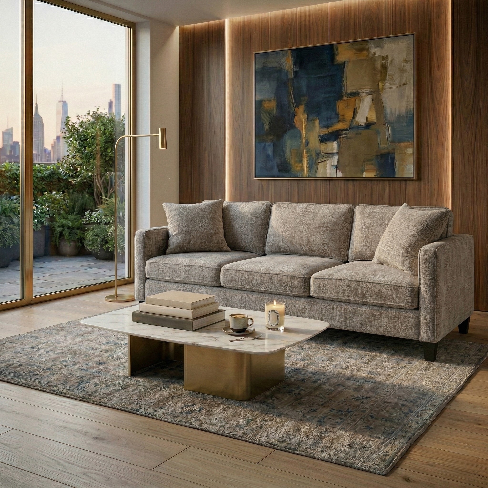 StyleWell Doherty 79.9 in. Flared Arm Upholstered Sofa in Charcoal