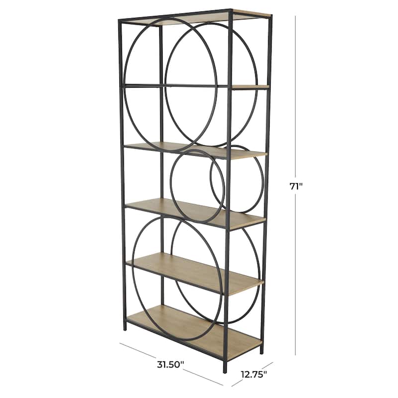 Metal Geometric Circle Shelving Unit with Black Metal Frame - Black - Roche River Decor