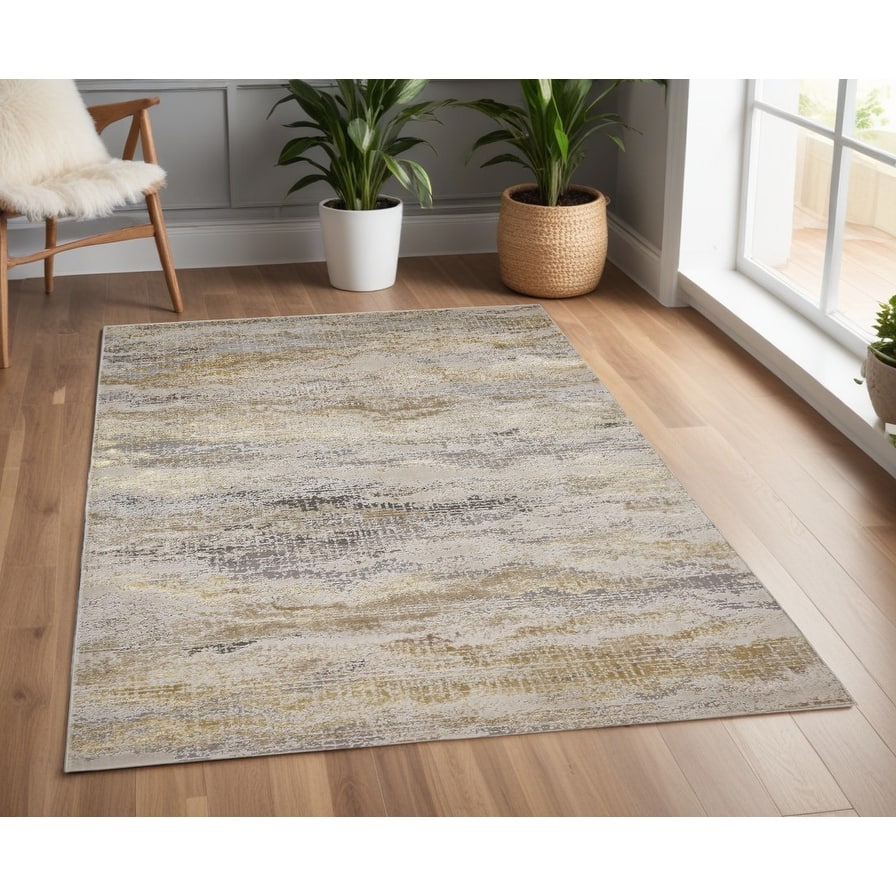 Zinap Abstract Modern Non Skid Woven Area Rug By HomeRoots - 4' x 6'