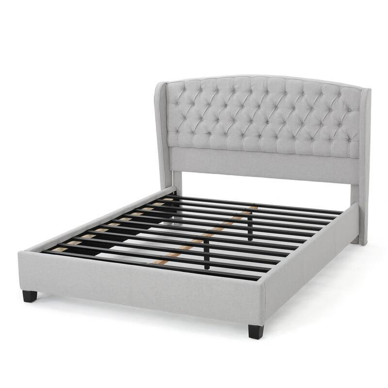 Modern Upholstered Platform Bed with Button-Tufted Headboard