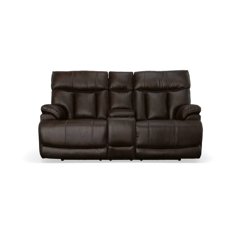 Clive Power Reclining Loveseat with Console and Power Headrests and Lumbar by Flexsteel - 77" x 43" x 41"