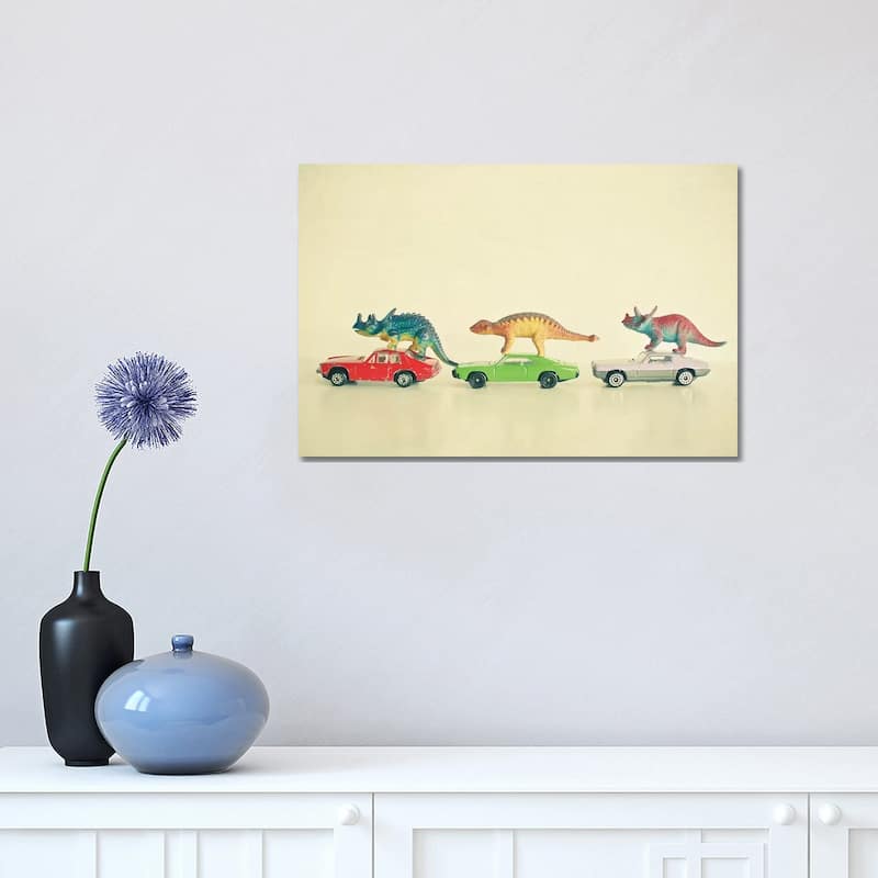 iCanvas "Dinosaurs Ride Cars" by Cassia Beck Canvas Print - 12x18x1.5
