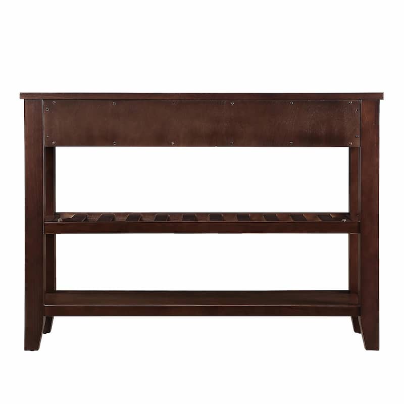 Mid-Century Console Table with Storage Drawers and Shelves