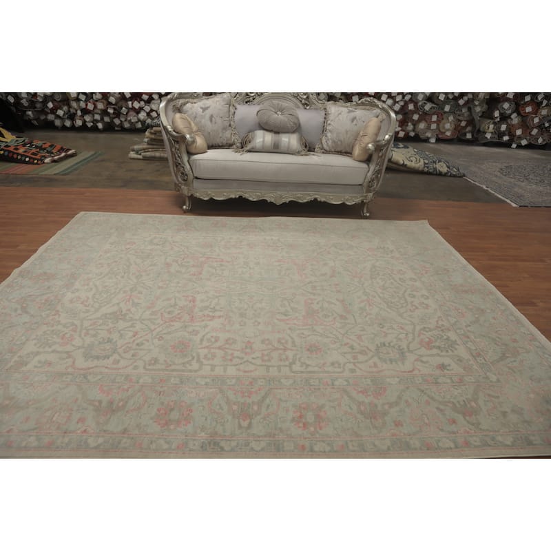 All-Over Floral Oushak Vegetable Dye Area Rug, Floral Geometric Carpet - 10' 4'' X 8' 5''