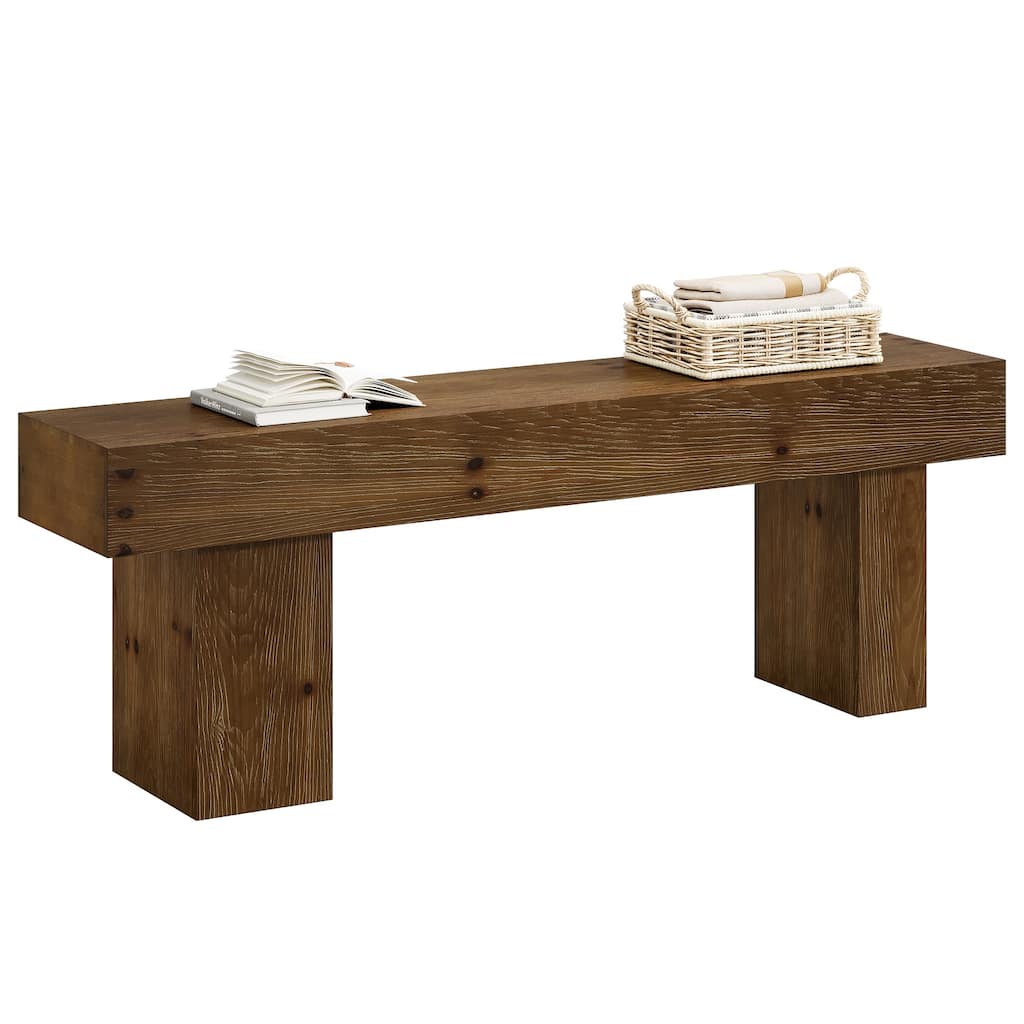 63" Solid Wood Entryway Shoe Bench, Farmhouse End of Bed Bench