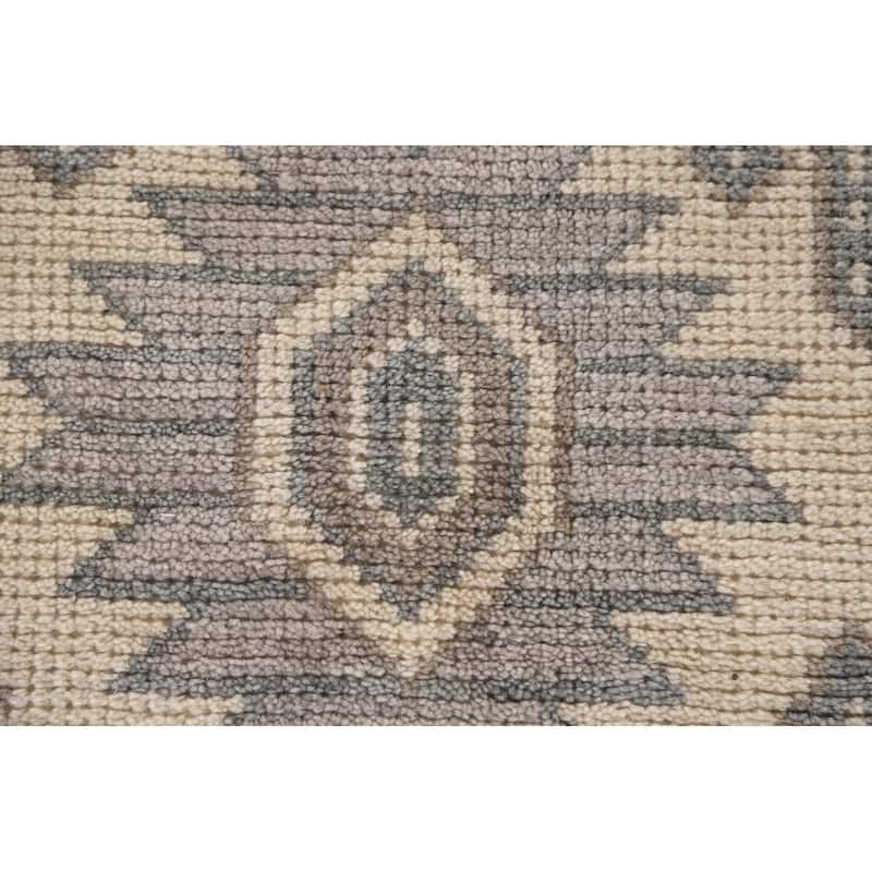 Geometric Moroccan Oriental Area Rug Hand-Knotted Wool Carpet - 5'3"x 7'11"
