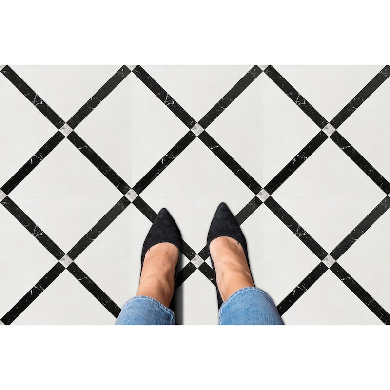Achim Retro 12x12 Self Adhesive Vinyl Floor Tile - Marble Criss Cross - 20 Tiles/20 sq. ft.