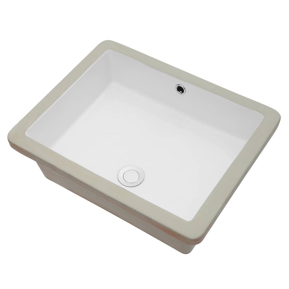 Modern Rectangular Undermount Bathroom Sink, Stain-Resistant Ceramic, Sleek European Design, 20x15.5 inches - 20in L Ceramic