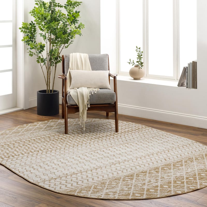 Livabliss Elaziz Moroccan Geometric Area Rug - Beige - 5' x 8' Oval