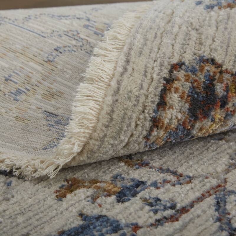 Xewa Power Loomed Distressed Floral Traditional Non Skid with Fringe Area Rug By HomeRoots