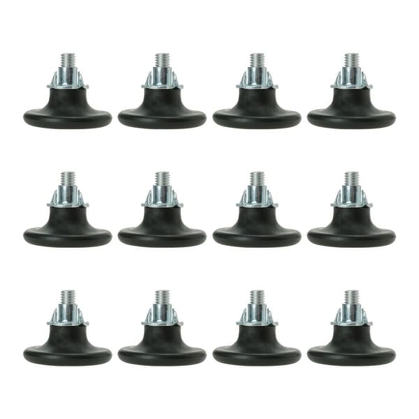 M10 x 17 x 45mm Screw on Furniture Glide Leveling Feet Thread Adjustable Leveler with T-nuts for Table Chair Leg 12pcs