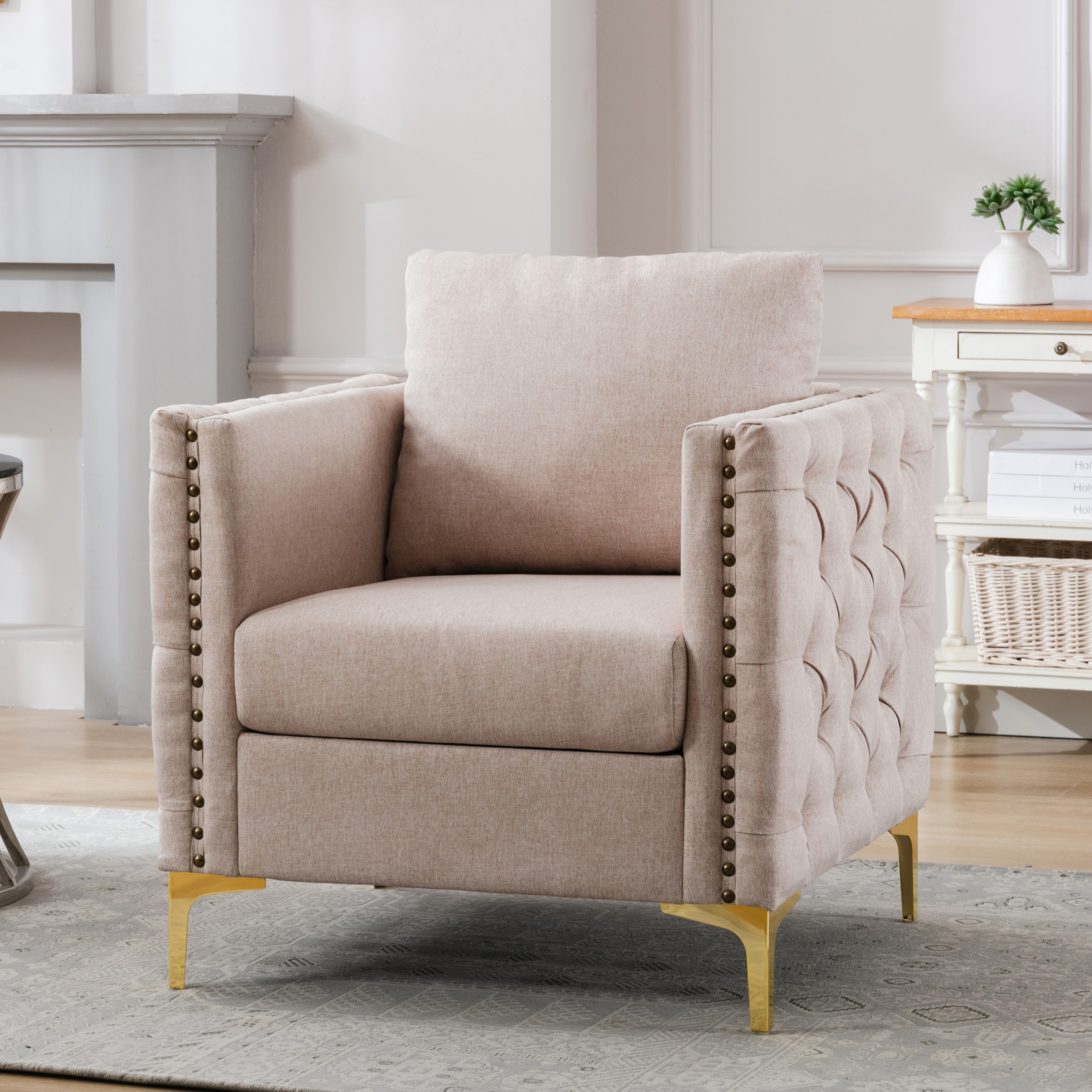Lizmont blush pink online accent chair
