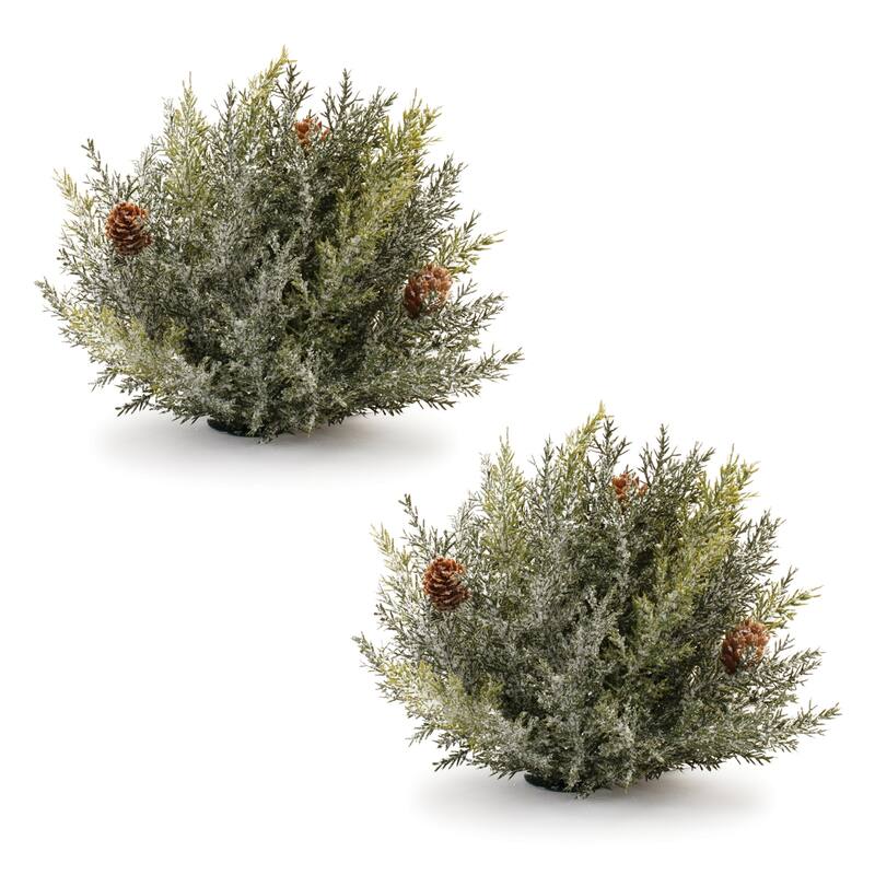 Icy Pine with Pinecone Artificial Christmas Decorations - 7" - Green - Set of 2