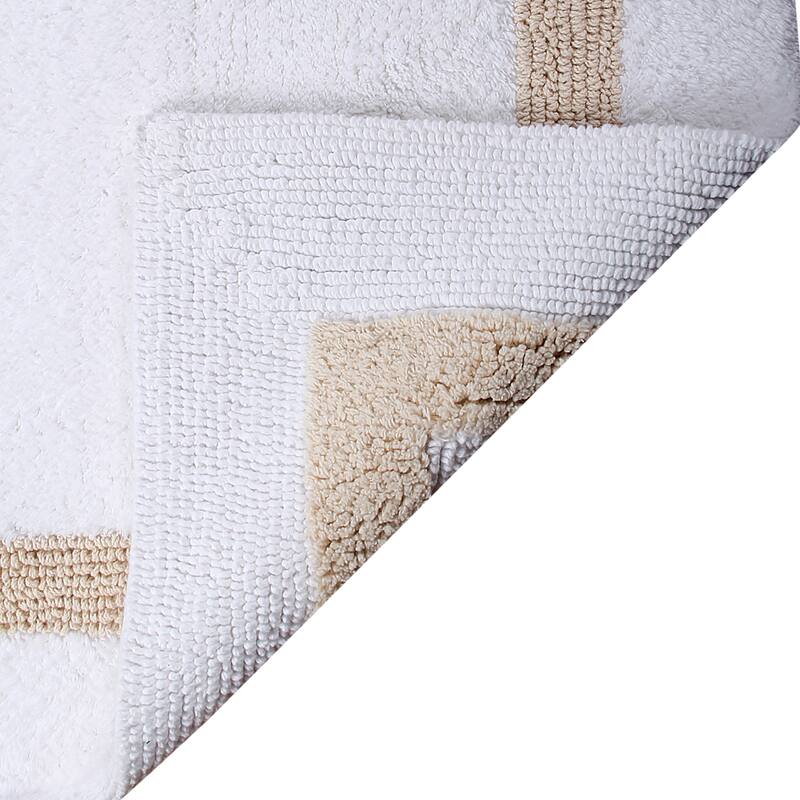 Better Trends Hotel Collection in Race Track 100% Cotton Super Absorbent Reversible Double Sided Machine Washable Bath Mat Rug