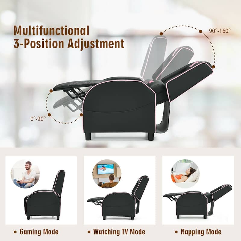 Gymax Massage Gaming Recliner Chair Leather Single Sofa Home Theater - 24.5'' x 35'' x 43''