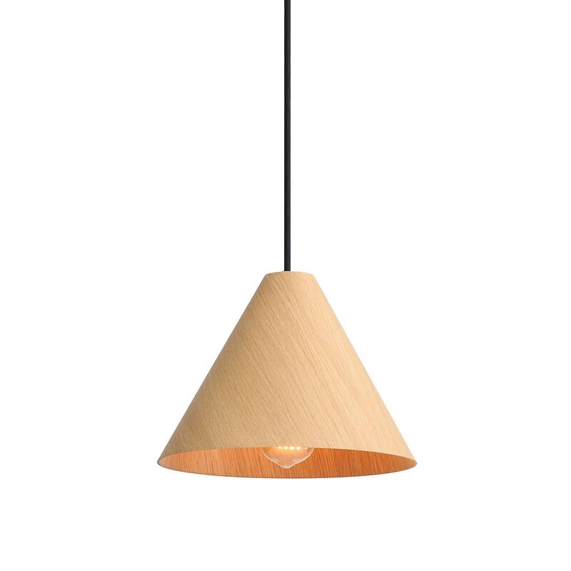 Conique 1-Light Mini Pendant in Light Walnut - Silver