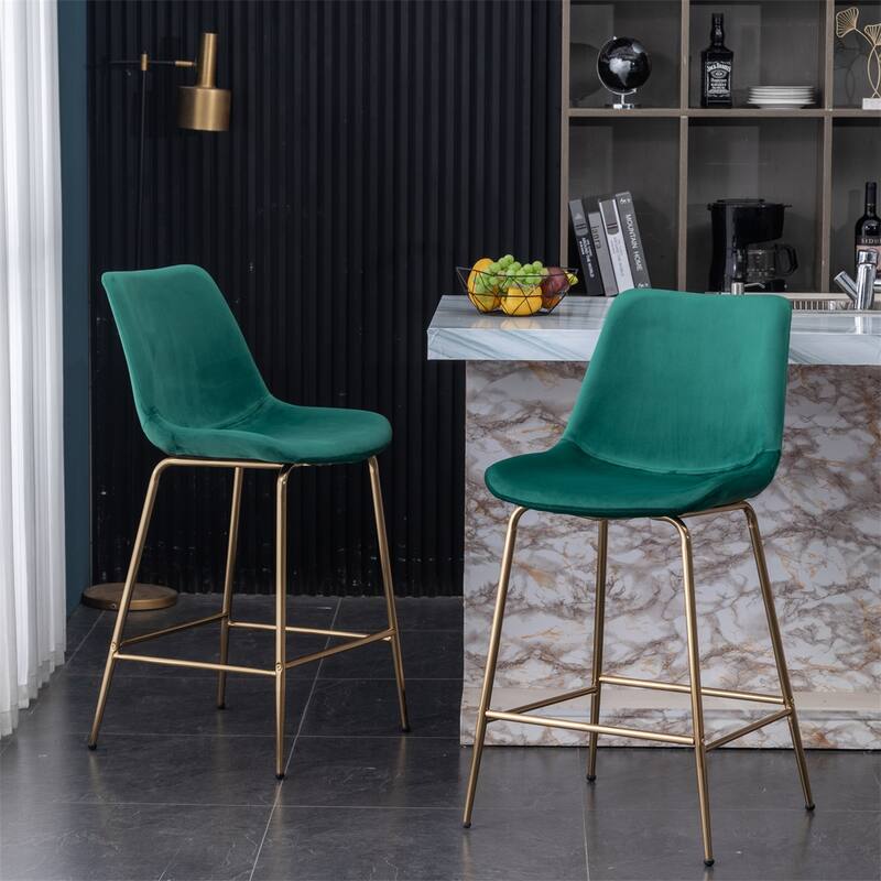 Modern Velvet 26.50 Counter Height Stool, Set of 2